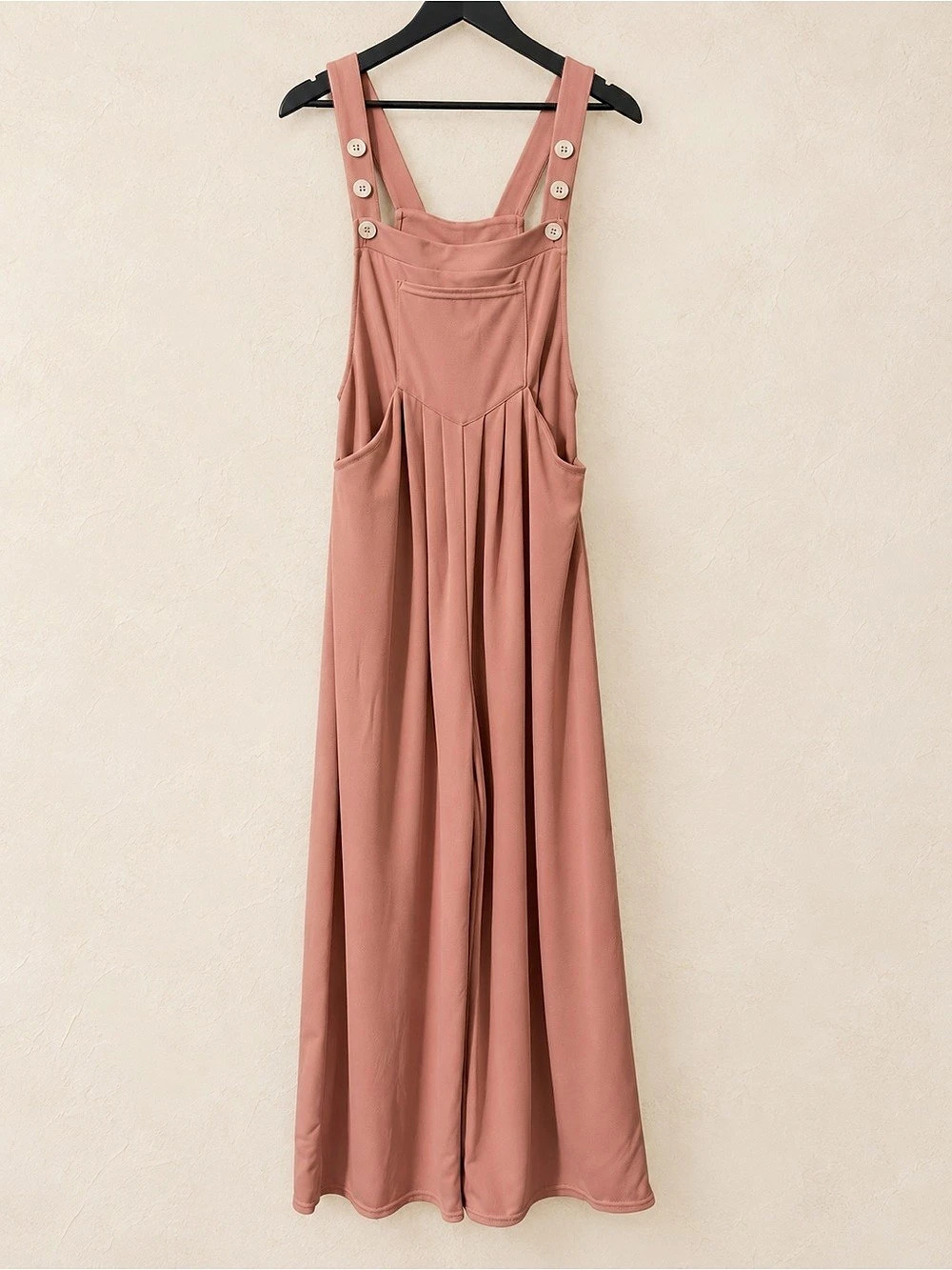 Halara Dusty Rose Waffle Knit Wide Leg Overalls – Small